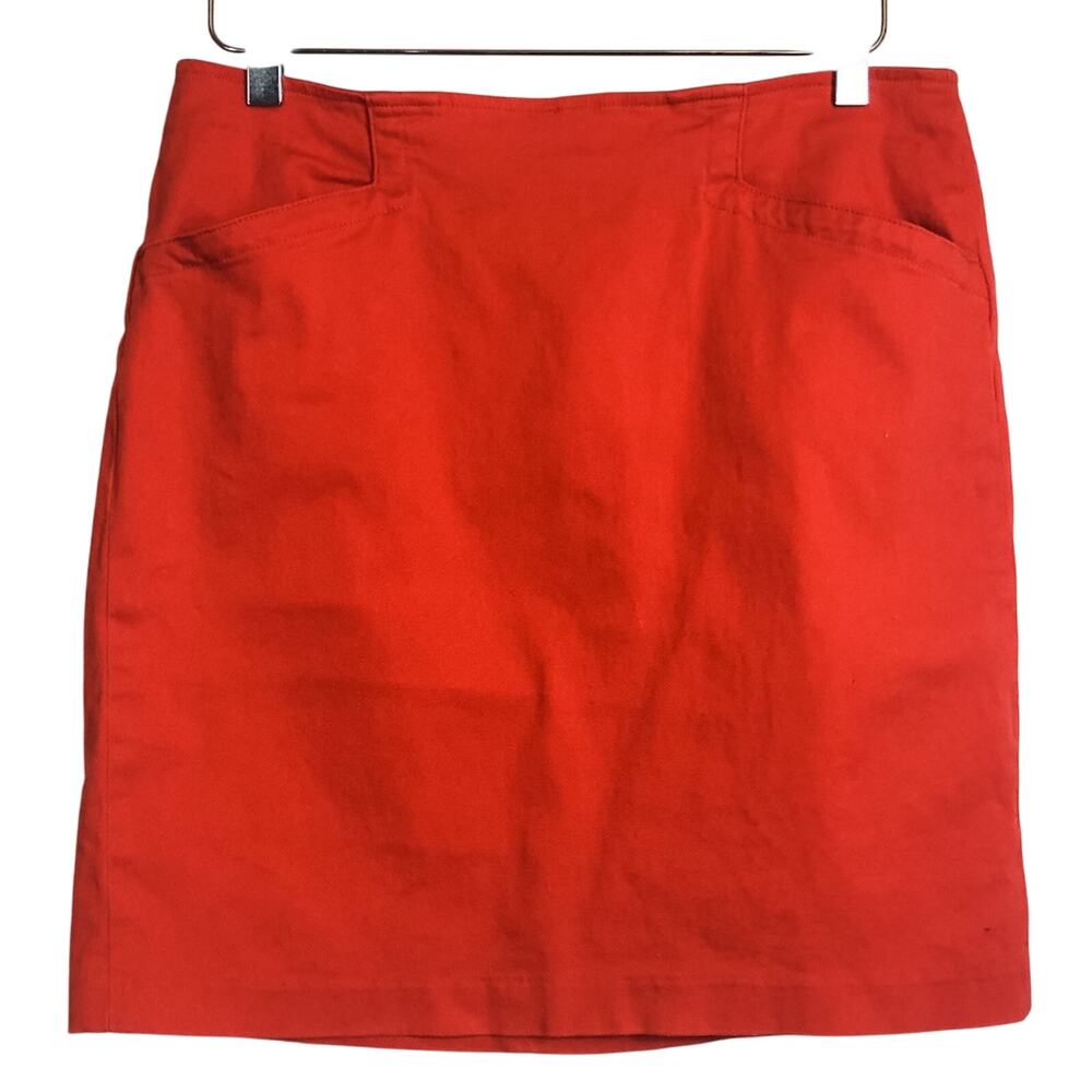 Ellen Tracy Orange Pockets Mini Pencil Skirt Size 10